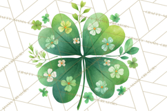 Patterned Four-Leaf Clover Clipart, St Patrick’s Day PNG Product Image 4
