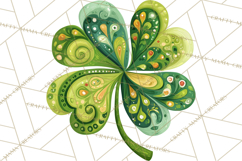 Patterned Four-Leaf Clover Clipart, St Patrick’s Day PNG Product Image 5