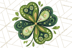 Patterned Four-Leaf Clover Clipart, St Patrick’s Day PNG Product Image 2