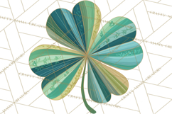 Patterned Four-Leaf Clover Clipart, St Patrick’s Day PNG Product Image 3