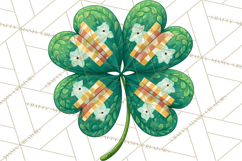Patterned Four-Leaf Clover Clipart, St Patrick’s Day PNG Product Image 4