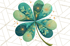 Patterned Four-Leaf Clover Clipart, St Patrick’s Day PNG Product Image 5