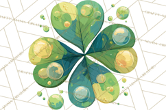 Patterned Four-Leaf Clover Clipart, St Patrick’s Day PNG Product Image 2