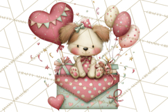 Valentine Clipart PNG, Cute Critters Hearts, Puppies Kittens Product Image 2