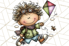 Spring Kids Clipart Playing Outdoors, Summer Children Png Product Image 2