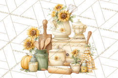 Farmhouse Sunflower Kitchen Clipart, Sunflower Kitchen Png Product Image 4