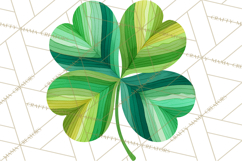 Patterned Four-Leaf Clover Clipart, St Patrick’s Day PNG Product Image 4
