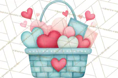 Bee Valentine Clipart PNG, Cute Kawaii Bee With Hearts Product Image 5