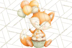 Pastel Birthday Clipart, Cute Party Animals PNG Product Image 5