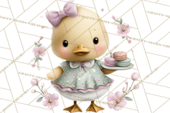 Easter Duckling Clipart, Cute Ducklings in Fancy Outfits Png Product Image 4