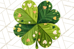 Patterned Four-Leaf Clover Clipart, St Patrick’s Day PNG Product Image 5