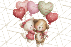 Valentine Clipart PNG, Cute Critters Hearts, Puppies Kittens Product Image 5