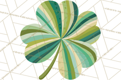 Patterned Four-Leaf Clover Clipart, St Patrick’s Day PNG Product Image 2