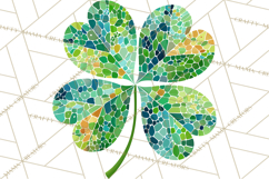 Patterned Four-Leaf Clover Clipart, St Patrick’s Day PNG Product Image 3