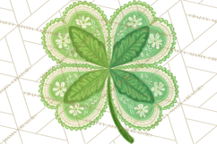 Patterned Four-Leaf Clover Clipart, St Patrick’s Day PNG Product Image 4