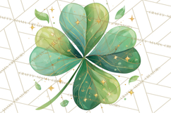 Patterned Four-Leaf Clover Clipart, St Patrick’s Day PNG Product Image 3