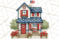 Patriotic Town Clipart, 4th of July Houses and Shops Png Product Image 3