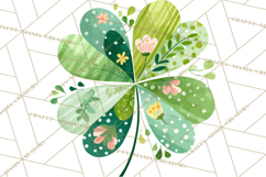 Patterned Four-Leaf Clover Clipart, St Patrick’s Day PNG Product Image 4