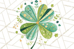 Patterned Four-Leaf Clover Clipart, St Patrick’s Day PNG Product Image 5