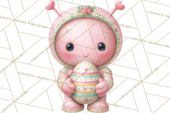 Alien Easter Clipart, Cute Pink Alien Easter Eggs, Soft Png Product Image 2
