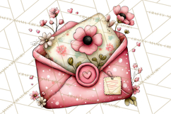 Spring Letters Mail Clipart PNG, Floral Envelopes Stamps Product Image 2