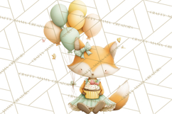 Pastel Birthday Clipart, Cute Party Animals PNG Product Image 2