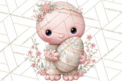Alien Easter Clipart, Cute Pink Alien Easter Eggs, Soft Png Product Image 3