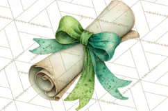 Watercolor Graduation Diploma Clipart PNG, Diploma Scroll Product Image 3