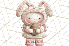 Alien Easter Clipart, Cute Pink Alien Easter Eggs, Soft Png Product Image 4