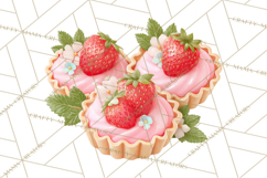 Strawberry Bakery Clipart, Cute Strawberry Pastries Png Product Image 4