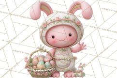 Alien Easter Clipart, Cute Pink Alien Easter Eggs, Soft Png Product Image 5