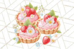 Strawberry Bakery Clipart, Cute Strawberry Pastries Png Product Image 2