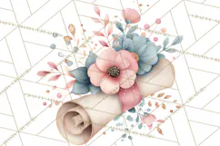 Watercolor Graduation Diploma Clipart PNG, Diploma Scroll Product Image 3