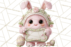 Alien Easter Clipart, Cute Pink Alien Easter Eggs, Soft Png Product Image 4