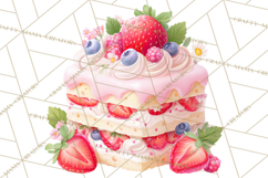 Strawberry Bakery Clipart, Cute Strawberry Pastries Png Product Image 4