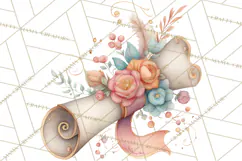 Watercolor Graduation Diploma Clipart PNG, Diploma Scroll Product Image 4