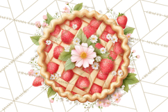 Strawberry Bakery Clipart, Cute Strawberry Pastries Png Product Image 2
