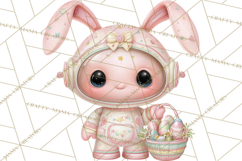 Alien Easter Clipart, Cute Pink Alien Easter Eggs, Soft Png Product Image 2