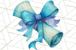 Watercolor Graduation Diploma Clipart PNG, Diploma Scroll Product Image 2