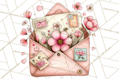 Spring Letters Mail Clipart PNG, Floral Envelopes Stamps Product Image 2