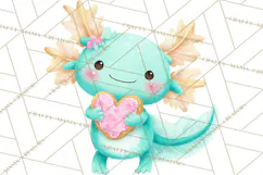 Valentine Axolotl Clipart PNG, Cute Axolotl Valentine Product Image 3
