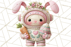 Alien Easter Clipart, Cute Pink Alien Easter Eggs, Soft Png Product Image 3