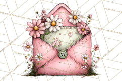 Spring Letters Mail Clipart PNG, Floral Envelopes Stamps Product Image 4