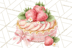 Strawberry Bakery Clipart, Cute Strawberry Pastries Png Product Image 4