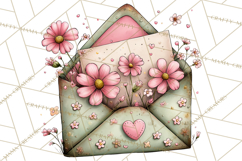 Spring Letters Mail Clipart PNG, Floral Envelopes Stamps Product Image 5