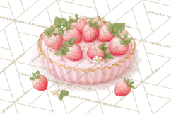 Strawberry Bakery Clipart, Cute Strawberry Pastries Png Product Image 5