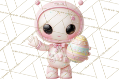 Alien Easter Clipart, Cute Pink Alien Easter Eggs, Soft Png Product Image 5