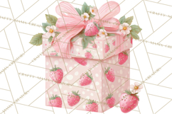 Strawberry Bakery Clipart, Cute Strawberry Pastries Png Product Image 2