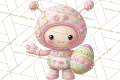 Alien Easter Clipart, Cute Pink Alien Easter Eggs, Soft Png Product Image 2