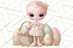 Alien Easter Clipart, Cute Pink Alien Easter Eggs, Soft Png Product Image 3